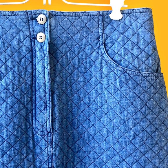 Perry Ellis Vintage 80's Blue Denim Skirt QUILTED - Picture 11 of 15